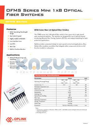 OFMS18MIE00111 datasheet - Mini 1x8 Optical Fiber Switches