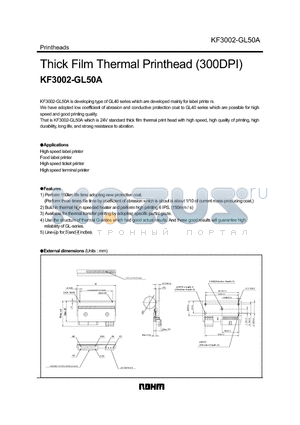 KF3002-GL50A datasheet - Thick Film Thermal Printhead (300DPI)