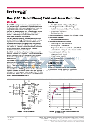 ISL6446IAZ datasheet - Dual (180` Out-of-Phase) PWM and Linear Controller