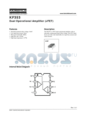 KF353 datasheet - Dual Operational Amplifier (JFET)