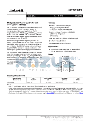 ISL6506BIBZ datasheet - Multiple Linear Power Controller with ACPI Control Interface