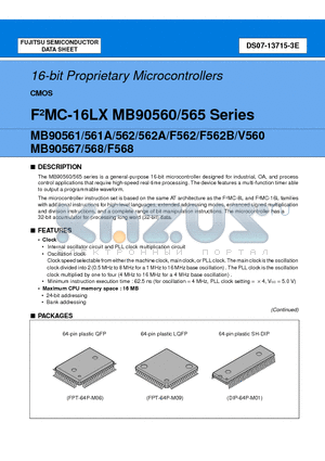 MB90560 datasheet - 16-bit Proprietary Microcontrollers