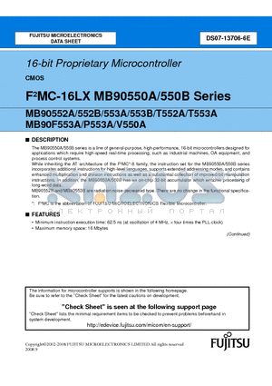 MB90553APMC datasheet - 16-bit Proprietary Microcontroller