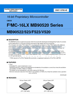 MB90522PFV datasheet - 16-bit Proprietary Microcontroller