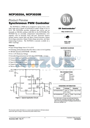 NCP3020ADR2G datasheet - Synchronous PWM Controller