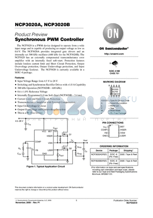 NCP3020BDR2G datasheet - Synchronous PWM Controller