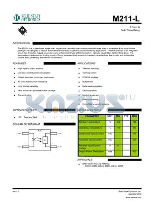 M211-L datasheet - 1 Form A Solid State Relay
