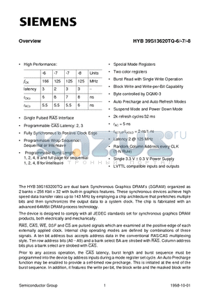 HYB39S16320TQ-10 datasheet - Special Mode Registers Two color registers Burst Read with Single Write Operation
