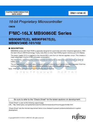 MB90867EPF datasheet - 16-bit Proprietary Microcontroller CMOS