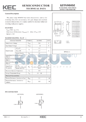 KF5N50DZ datasheet - N CHANNEL MOS FIELD EFFECT TRANSISTOR