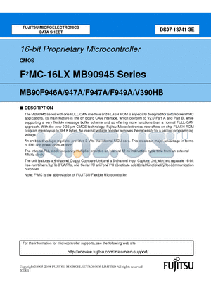 MB90945_08 datasheet - 16-bit Proprietary Microcontroller