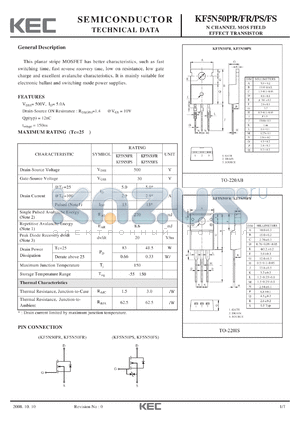 KF5N50FR datasheet - N CHANNEL MOS FIELD EFFECT TRANSISTOR