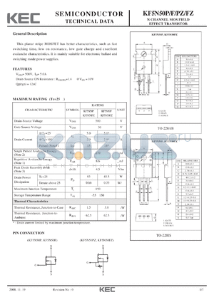 KF5N50PZ datasheet - N CHANNEL MOS FIELD EFFECT TRANSISTOR