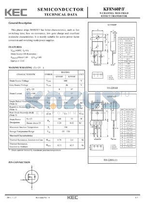 KF8N60P_11 datasheet - N CHANNEL MOS FIELD EFFECT TRANSISTOR