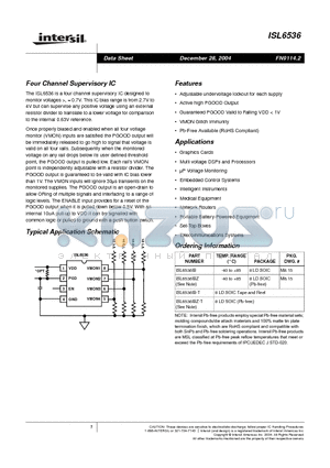 ISL6536 datasheet - Four Channel Supervisory IC