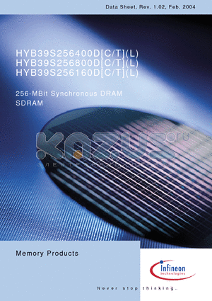 HYB39S256160DT-7 datasheet - 256-MBit Synchronous DRAM