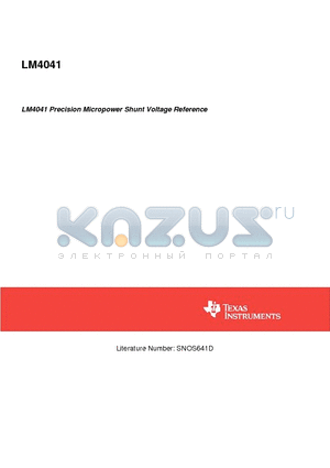 LM4041CIZ-ADJ datasheet - LM4041 Precision Micropower Shunt Voltage Reference