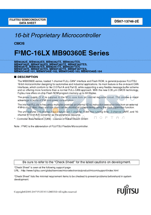 MB90F367TE datasheet - 16-bit Proprietary Microcontroller