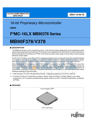 MB90F378 datasheet - 16-BIT PROPRIETARY MICROCONTROLLER