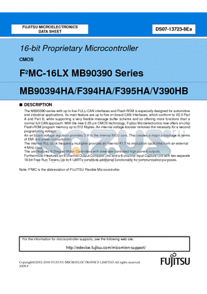 MB90F394HA datasheet - 16-bit Proprietary Microcontroller