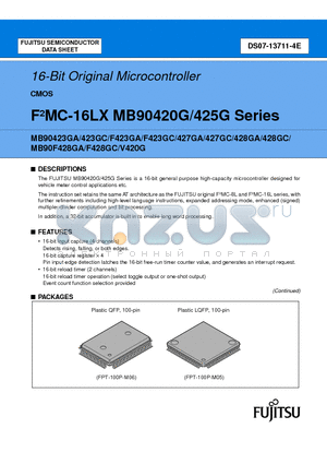 MB90F423GA datasheet - 16-Bit Original Microcontroller