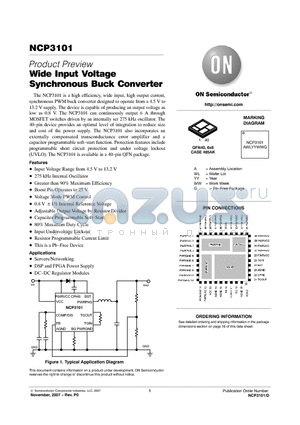 NCP3101 datasheet - Wide Input Voltage Synchronous Buck Converter