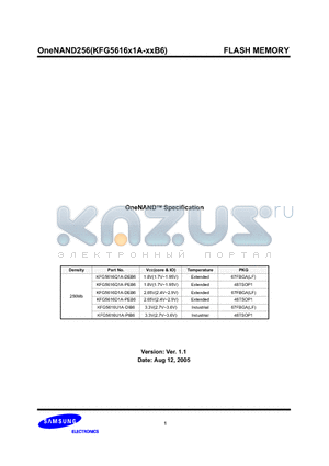 KFG5616D1A-DEB6 datasheet - OneNAND Specification FLASH MEMORY