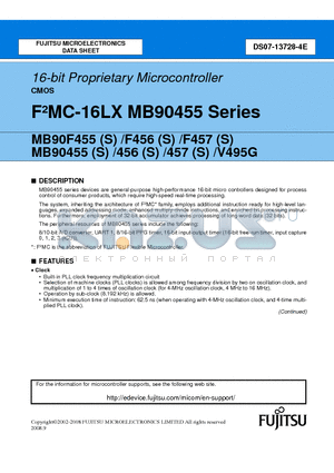 MB90F456PMT datasheet - 16-bit Proprietary Microcontroller
