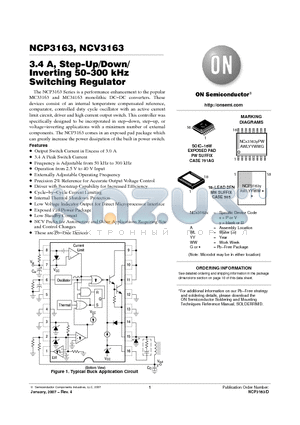 NCP3163 datasheet - 3.4 A, Step−Up/Down/Inverting 50−300 kHz Switching Regulator