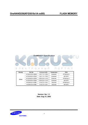 KFG5616U1A-DIB5 datasheet - OneNAND Specification FLASH MEMORY