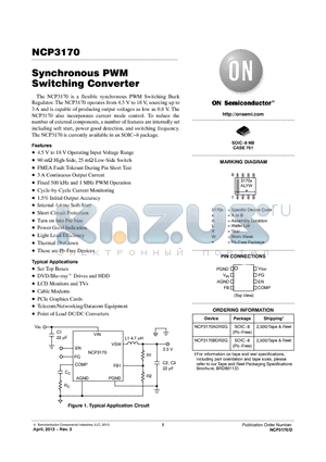 NCP3170ADR2G datasheet - Synchronous PWM Switching Converter
