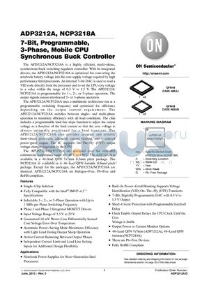 NCP3218A datasheet - 7-Bit, Programmable, 3-Phase, Mobile CPU Synchronous Buck Controller