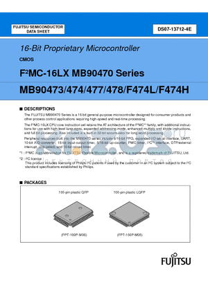 MB90F474L datasheet - 16-Bit Proprietary Microcontroller