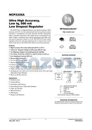 NCP3335ADM250R2G datasheet - Ultra High Accuracy, Low Iq, 500 mA Low Dropout Regulator