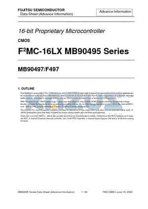 MB90F497 datasheet - 16-bit Proprietary Microcontroller CMOS