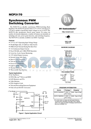 NCP3170 datasheet - Synchronous PWM Switching Converter