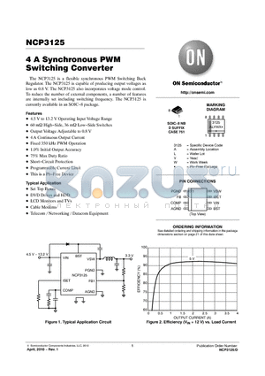 NCP3125ADR2G datasheet - 4 A Synchronous PWM Switching Converter