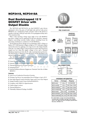 NCP3418ADR2G datasheet - Dual Bootstrapped 12 V MOSFET Driver with Output Disable