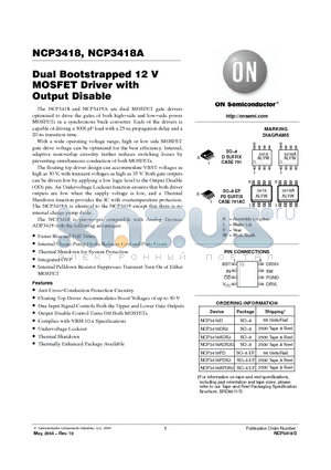 NCP3418A datasheet - Dual Bootstrapped 12 V MOSFET Driver with Output Disable