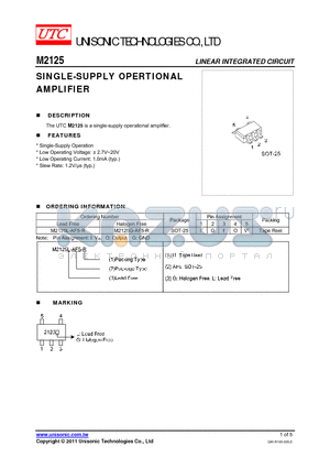 M2125G-AF5-R datasheet - SINGLE-SUPPLY OPERTIONAL AMPLIFIER