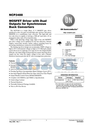 NCP3488 datasheet - MOSFET Driver with Dual Outputs for Synchronous Buck Converters