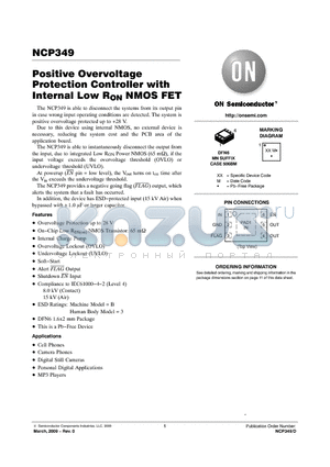 NCP349MNAETBG datasheet - Positive Overvoltage Protection Controller with Internal Low RON NMOS FET