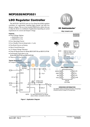 NCP3521 datasheet - LDO Regulator Controller