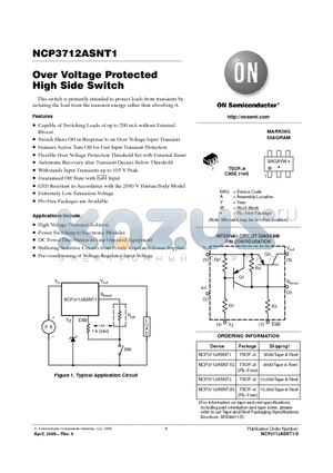 NCP3712ASNT1G datasheet - Over Voltage Protected High Side Switch