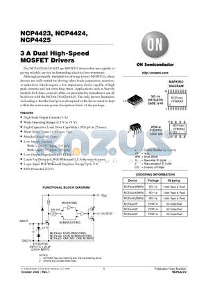 NCP4425P datasheet - 3A Dual High-Speed MOSFET Drivers