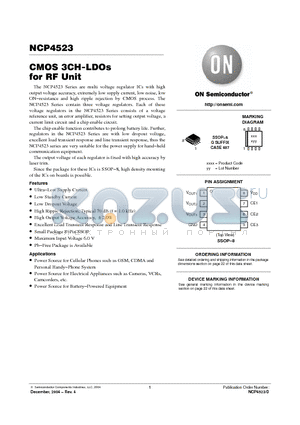 NCP4523 datasheet - CMOS 3CH-LDOs for RF Unit