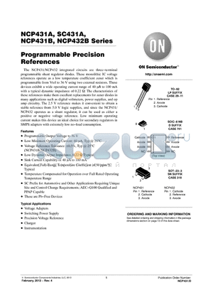 NCP431A datasheet - Programmable Precision References