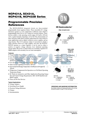 NCP431ACDR2G datasheet - Programmable Precision References