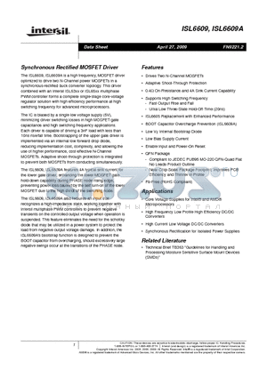 ISL6609ACBZ datasheet - Synchronous Rectified MOSFET Driver