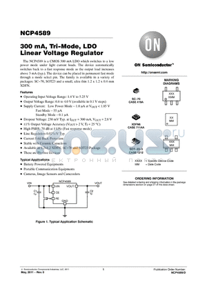 NCP4589DMX30TCG datasheet - 300 mA, Tri-Mode, LDO Linear Voltage Regulator